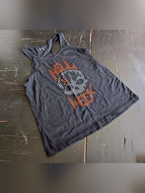 Orangetheory Women's Small Black Hell Week Tank Top Heavy Metal Fitness Skull